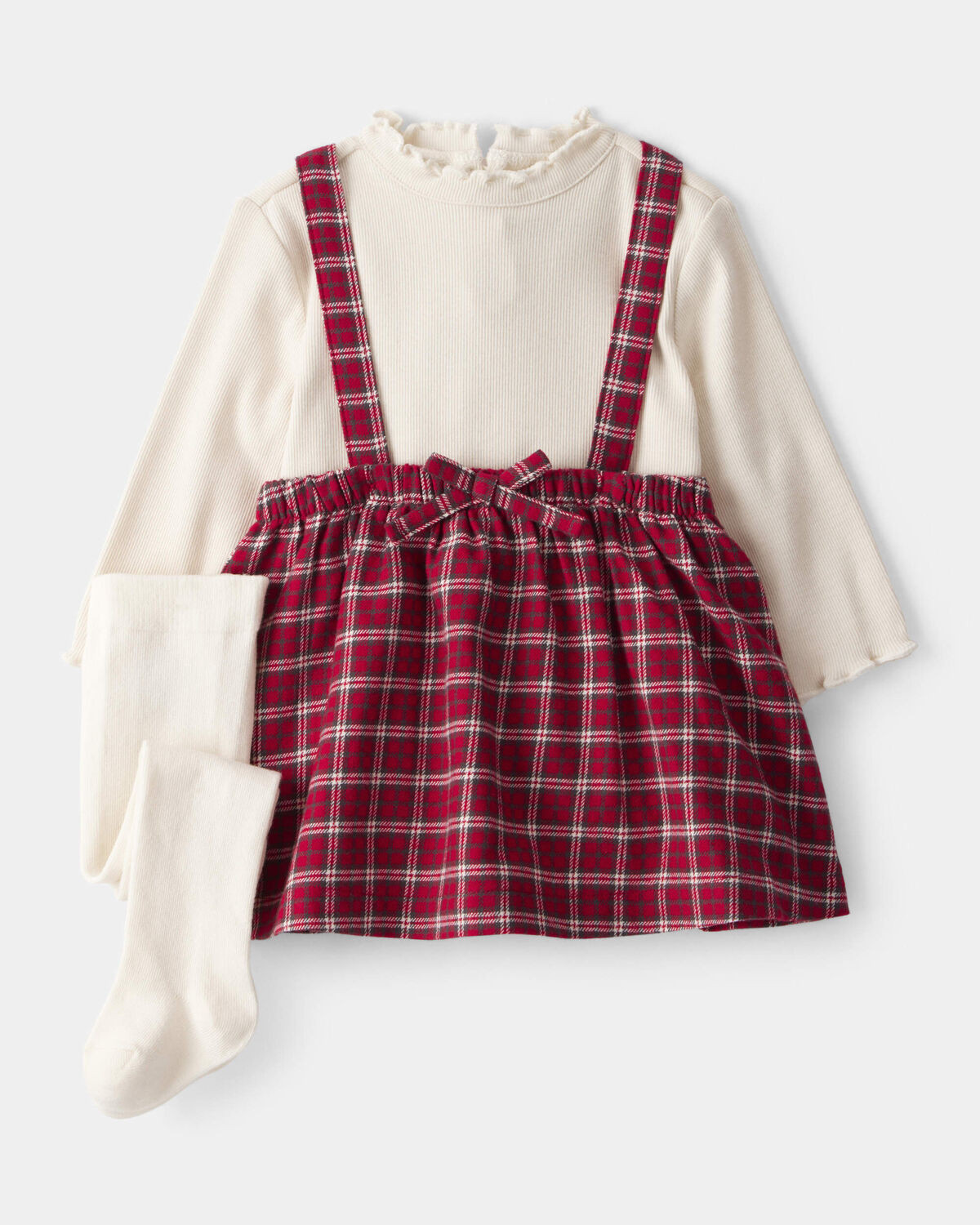 Baby Girl 3-Piece Plaid Print Tee, Skirt & Tight Set - Red | Carter's Inc