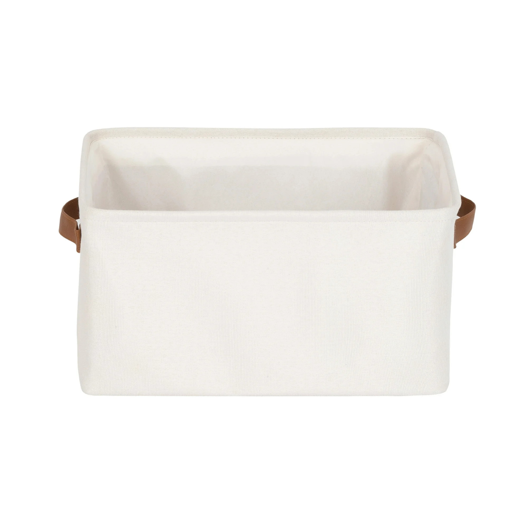 Mainstays Natural Fabric Canvas Storage Basket with PU Handles | Walmart (US)