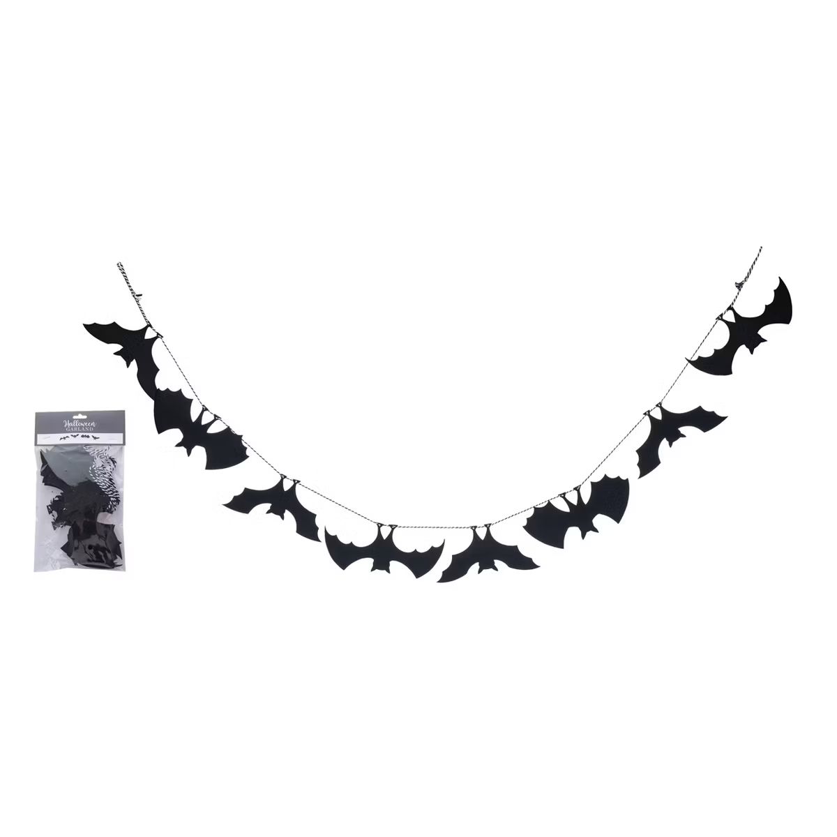 Transpac Fabric 70 in. Black Harvest Bat Banner | Target