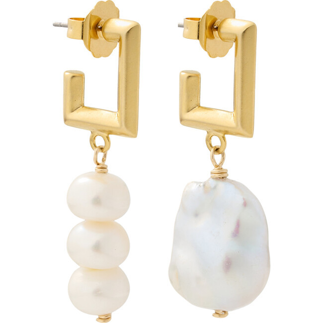 Brinker & Eliza | Women's Becca Pearl And Gold Hoops (White, One Size) | Maisonette | Maisonette