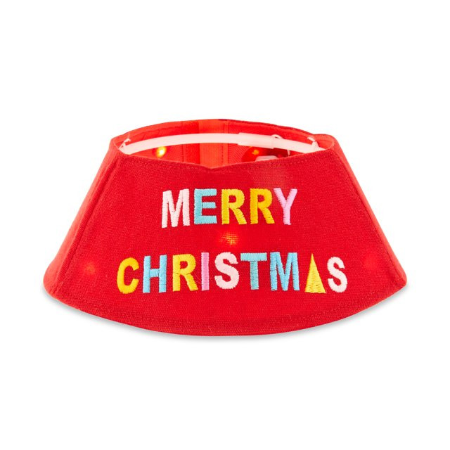 Mini Red Fabric LED Light-up Tree Collar, 9 in, 0.21 lbs., by Holiday Time | Walmart (US)