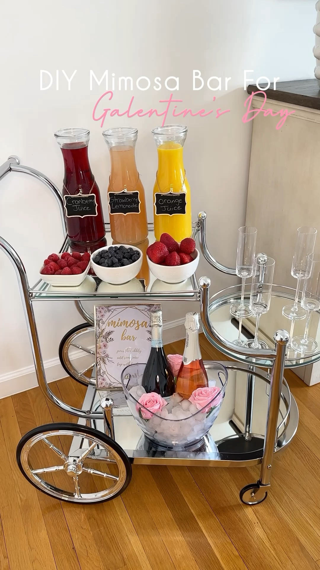 This mimosa bar cart is a beautiful addition to any celebration🩷🎀

#LTKSeasonal #LTKU #LTKHome