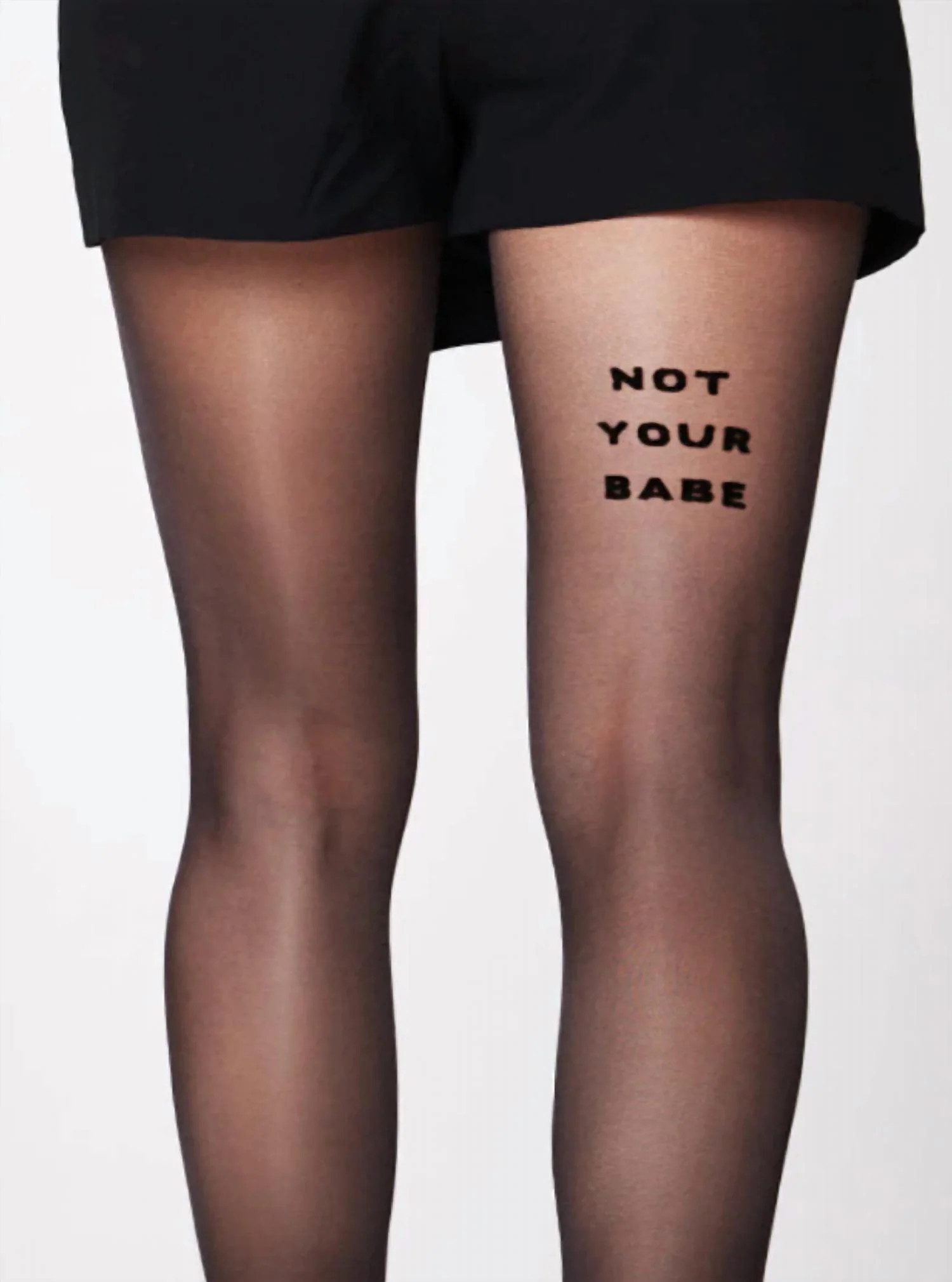 Not Your Babe Statement Tights In Black | Shop Simon
