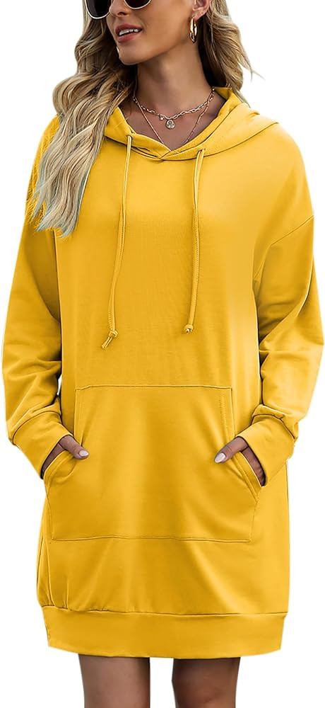 Quenteen Women Hoodies Dress Hooded Sweatshirts Dress Casual Long Sleeve Tunic Dress Oversized Sw... | Amazon (US)