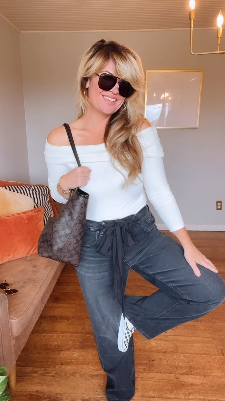 90s blowout essentials 
Hairspray for using the Dyson on dry hair! It’s the best! 

Walmart tops
Dyson airwrap 
American eagle black jeans 
Denim
Fall outfits 
Vans 
Coach large tote bag! 

#LTKBeauty #LTKHoliday #LTKVideo