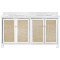 Capistrano 60"" Double Bathroom Vanity with Carrara Marble Top - White | Cailini Coastal