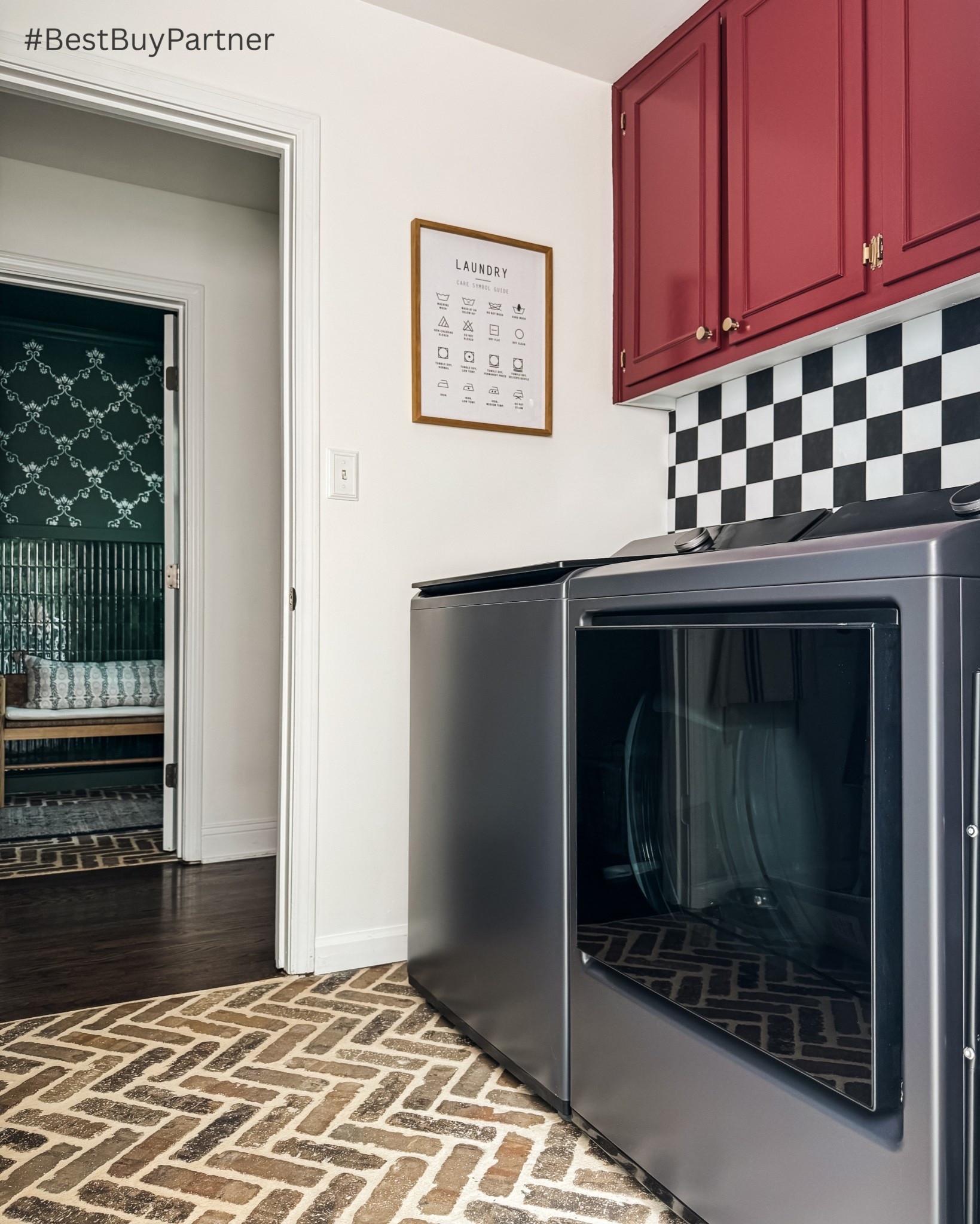 #BestBuyPartner | Life’s little moments unfold between cycles and this sleek, black LG Smart Top Load Washer and Dryer make laundry easier. 🧺 They were begging for a better space, so I gave them one! Below are my favorite features of the washer and dryer, now available at @BestBuy! 

- LG reimagined the Smart Top Load Washer with an angled design that makes reaching in easier and more ergonomic—without sacrificing capacity! 
- The ezDispense™ Automatic Dispenser holds detergent for up to 25 wash cycles, and the integrated water faucet helps pre-treat stains right in the tub. 
- I’m loving the 2-way EasyLoad™ door that makes transferring clothes into the dryer a breeze. 
- With the LG ThinQ® app, I get notifications when loads are done and can customize each cycle from my phone! 

Thanks to Best Buy for sponsoring this post! 

#LTKHome