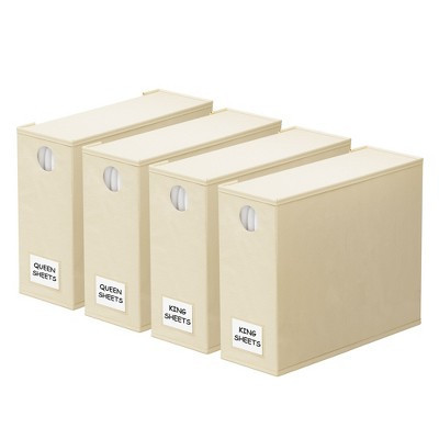 4-Pack Bed Sheet Organizers and Storage, Foldable Sheet Organizers for a Linen Closet, Beige | Target