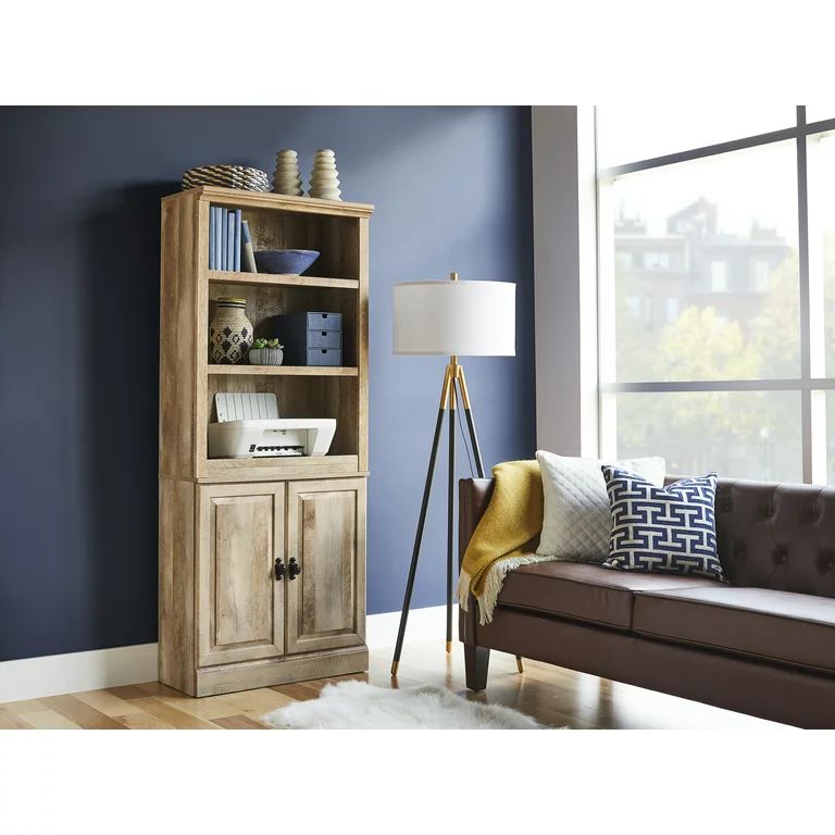 Better Homes & Gardens 71" Crossmill 3 Shelf Bookcase with Doors, Weathered Wood | Walmart (US)