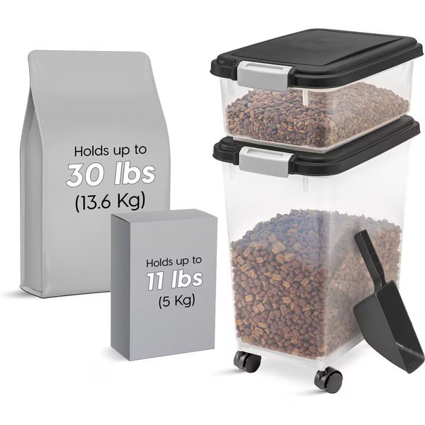 IRIS 3-Piece WeatherPro Airtight Stackable Dog, Cat & Bird Food Storage Container Combo with Scoo... | Chewy