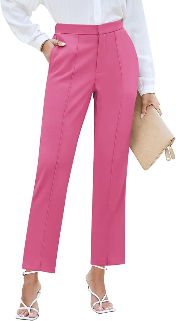 GRAPENT Dress Pants Women High Waisted Work Pants Dressy Casual Straight Leg Elastic Waist Croppe... | Amazon (US)