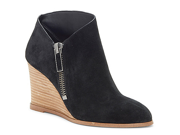 1.STATE Kaleb Wedge Bootie - Women's - Black Suede | DSW