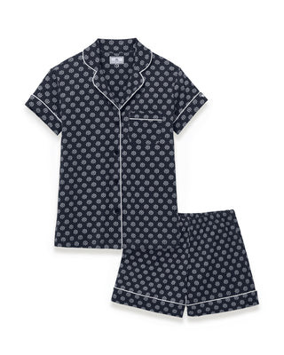 Women's Lightweight Pima Short Sleeve Short Set in Captain's Compass M | Petite Plume