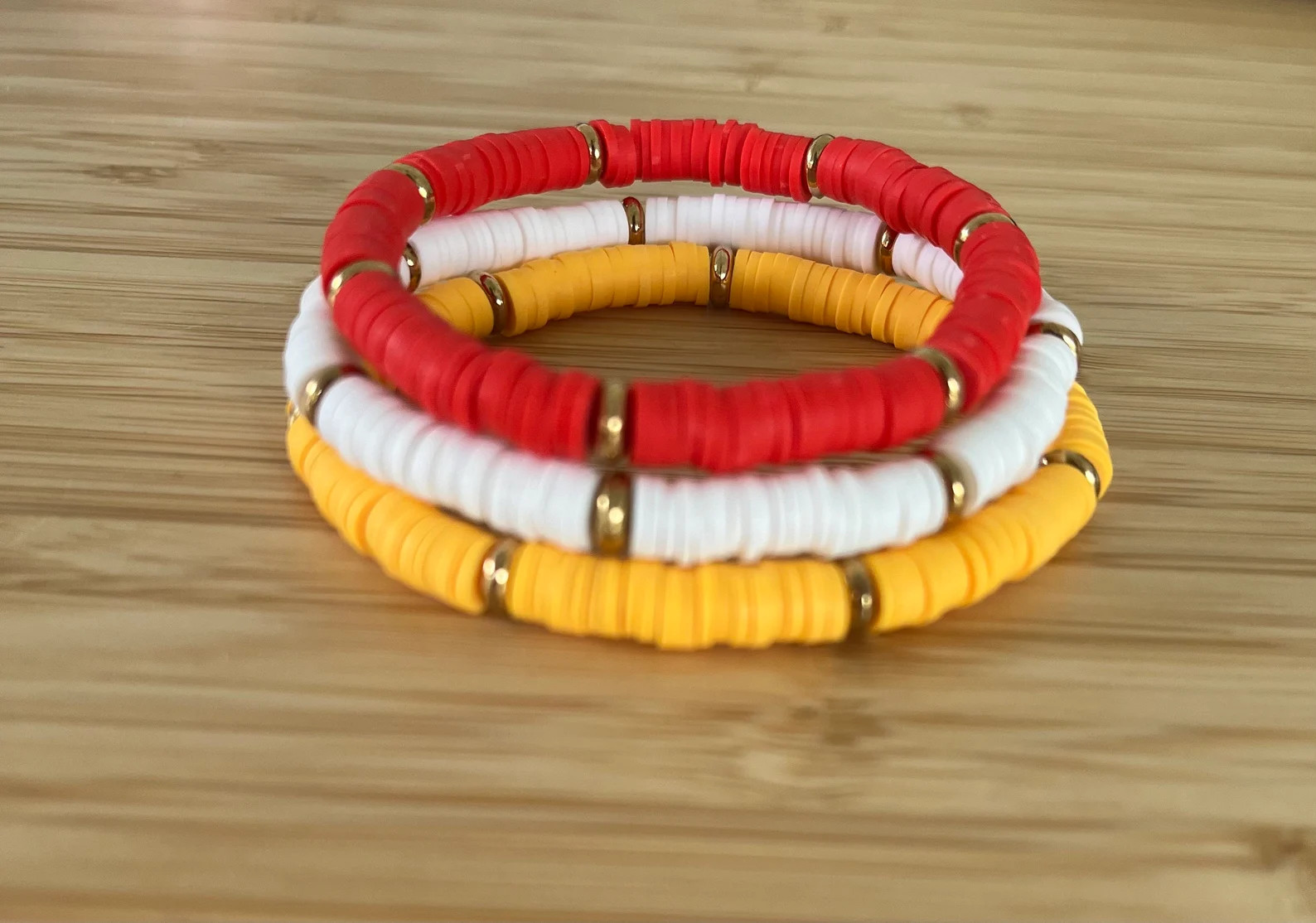 Champions- Red, White, and Yellow Beaded Stretchy Bracelets - Set of 3 - Etsy | Etsy (Global)