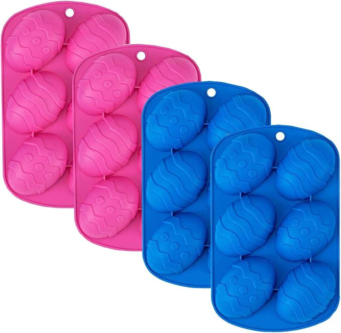 4 Pack Easter Egg Shape Silicone Treat Mold, Easter Silicone Mold for Chocolate, Candy, Baking Mu... | Amazon (US)