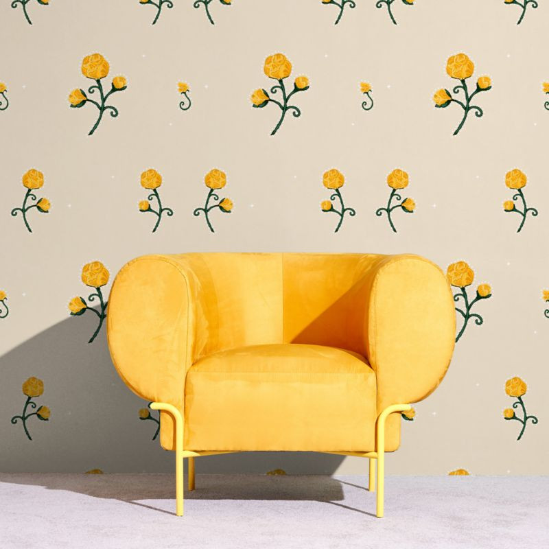 Backdrop Rhinestone Cowboy Bright Yellow Wallpaper | Crate & Kids | Crate & Barrel