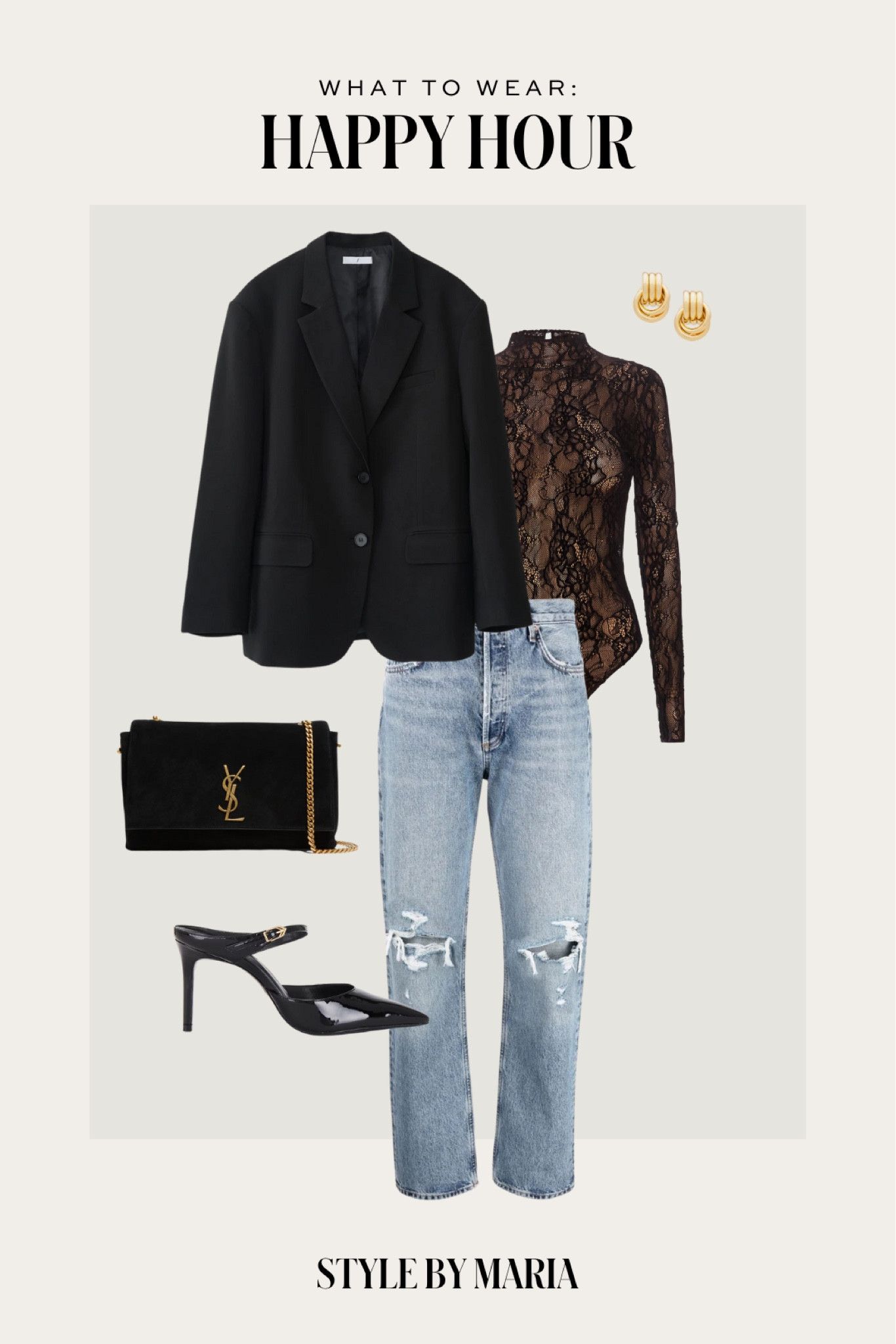 Fall date night outfit
Black oversized blazer
Good American Lace bodysuit
Agolde 90s pinch waist jeans
Schutz mules - almost sold out 

#LTKFindsUnder100 #LTKSaleAlert #LTKSeasonal