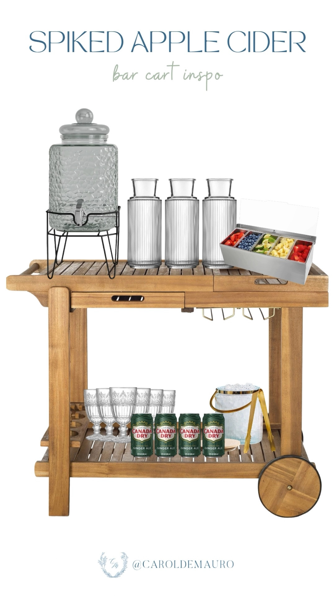 Serve up the ultimate spiked apple cider bar at your next gathering! This bar cart setup has everything you need for guests to customize their tasty drinks with fresh garnishes and their favorite mixers.

bar cart styling, party drink, drink station, entertaining ideas, cocktail setup, hosting idea

#LTKU #LTKHome #LTKSeasonal