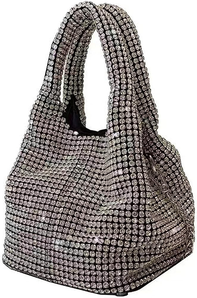 Rhinestone Mini Tote Bag Women Blingbling Sparkle Purse Crystal Clutch Handbags Silver Party Prom... | Amazon (UK)