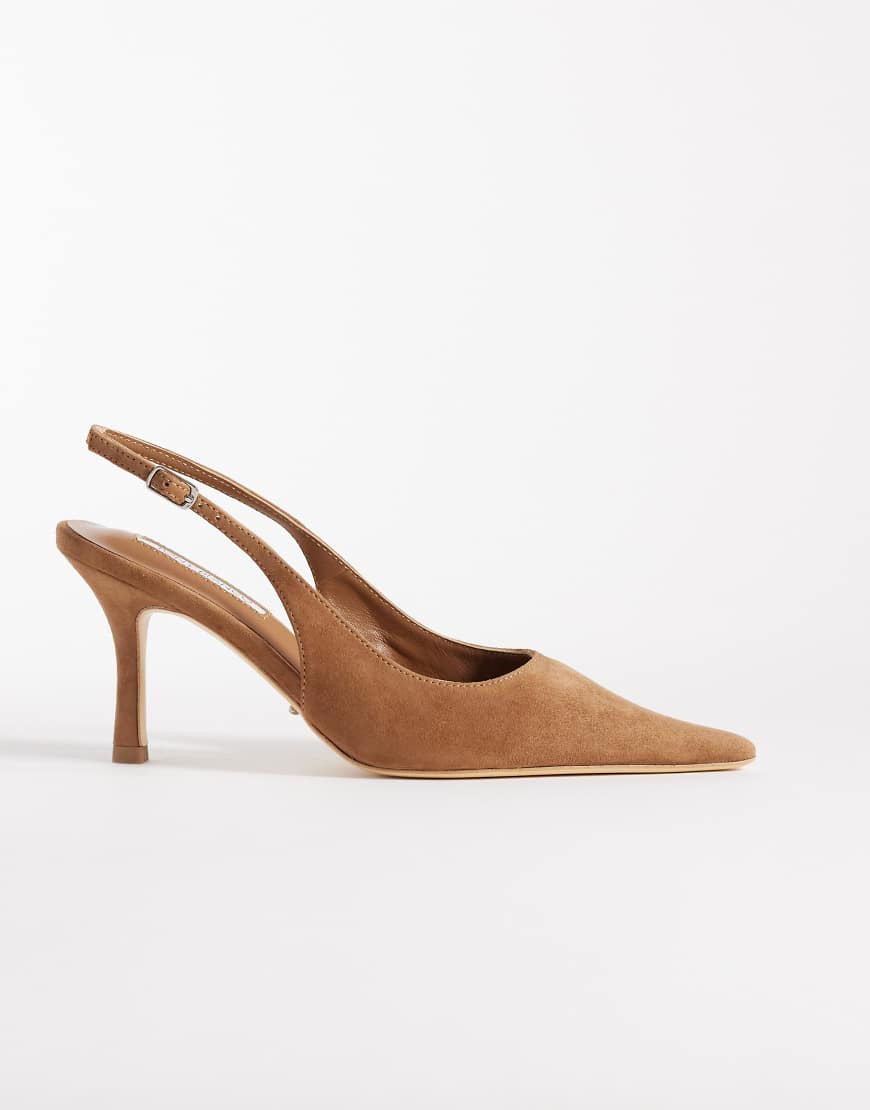 Tony Bianco Samar slingback heeled shoes in taupe suede-Neutral | ASOS (Global)