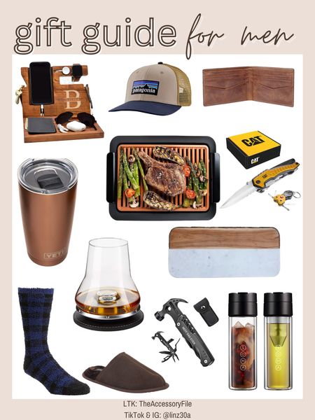 Gift guide for him - gift guide for men 

Personalized Charging station, smokeless indoor grill, cold brew & tea steeper, pocket knife, whiskey glass, socks, men’s slippers, yeti rumbler, front pocket wallet, multifunctional tool, gifts for dad, gifts for him, gifts for men 

#LTKmens #LTKGiftGuide #LTKHoliday