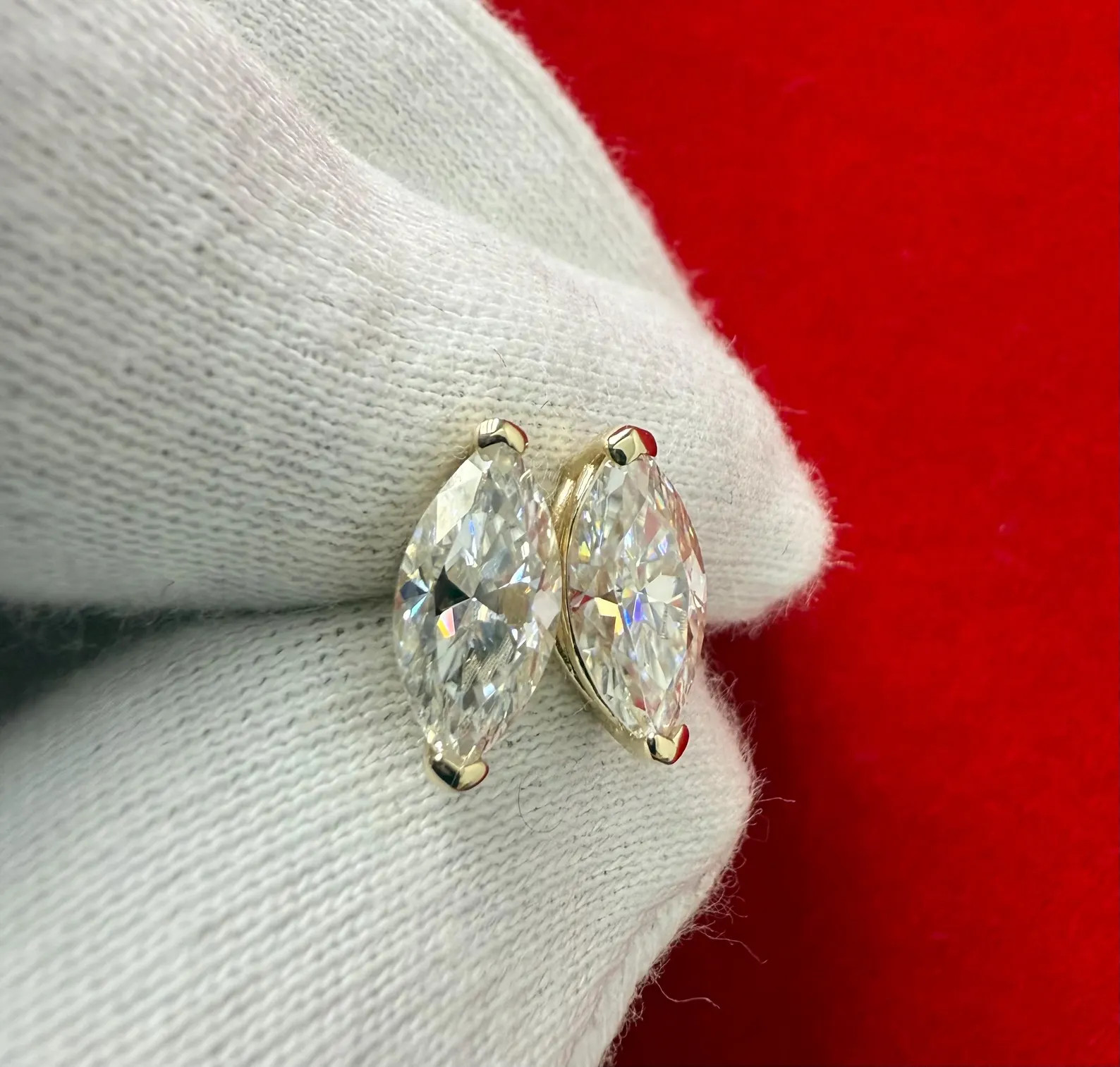 Certified 1.00 ct to 14.00 ct Marquise Shape Moissanite Stud Earrings in Screw Back | Etsy (US)