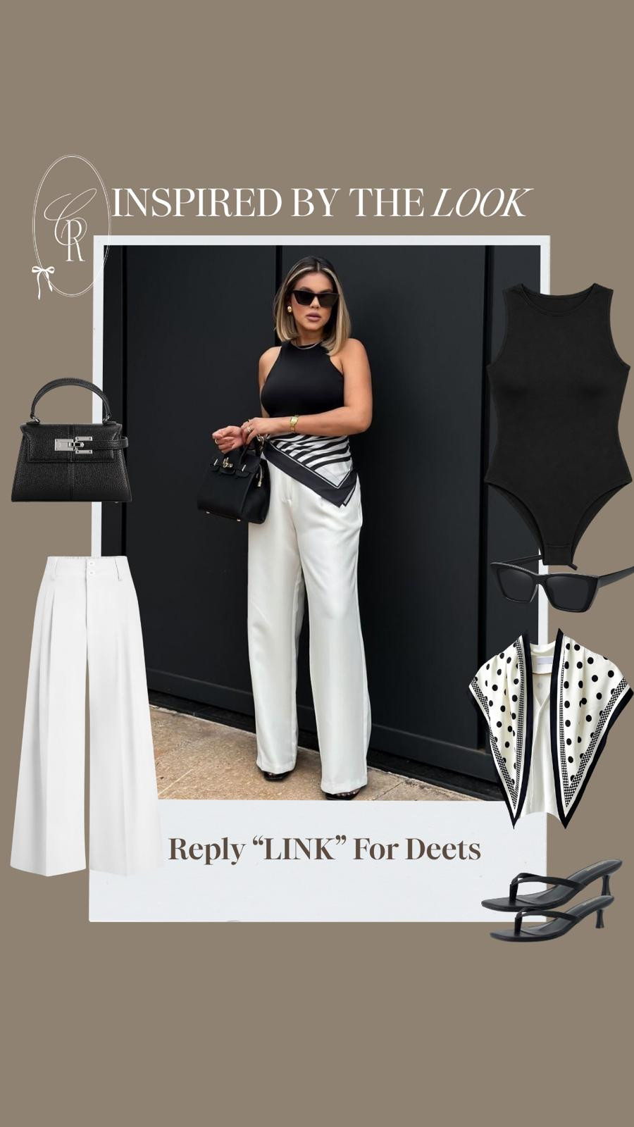 A black-and-white outfit never goes out of style. 🖤🤍

A sleek bodysuit, tailored wide-leg trousers, and a printed scarf create the perfect balance of classic and modern. Effortlessly polished for any occasion.  

 #LTKgrwm #LTKootd