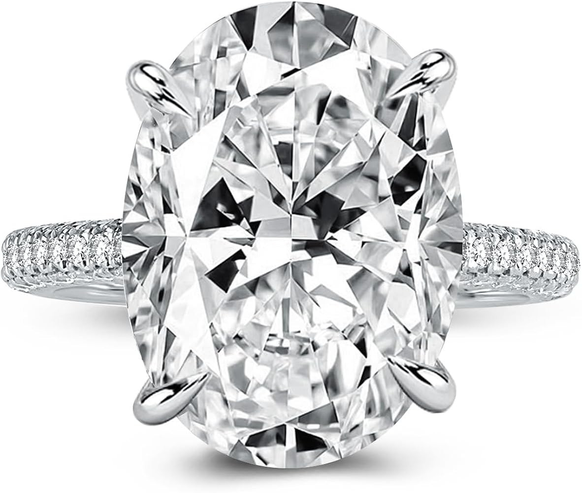 5.0/8.0CT Excellent Oval Cut Engagement Ring,D-Color VVS Big CZ Gemstone S925 Promise Ring | Amazon (US)