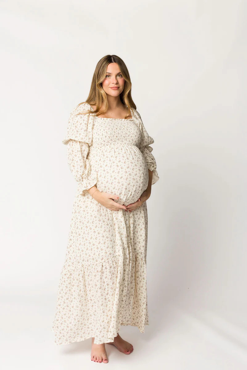 Emerson Gauze Maxi Dress in Ivory - Bump Friendly | Worth Collective
