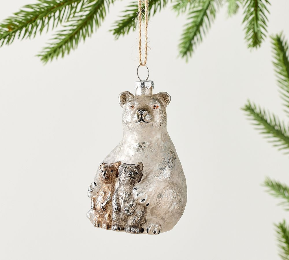 Mercury Polar Bear With Cubs Ornament | Pottery Barn (US)