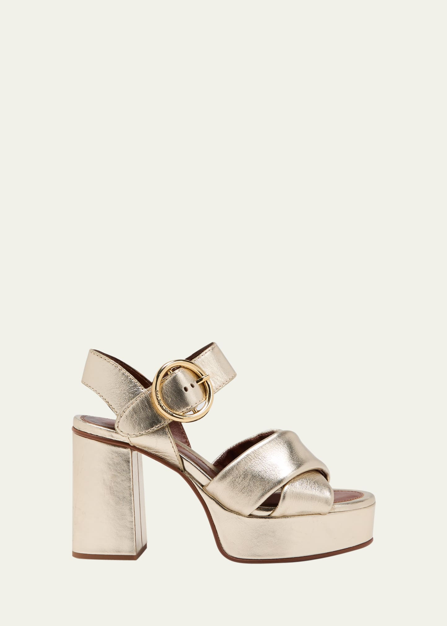 See by Chloe Lyna Metallic Crisscross Platform Sandals | Bergdorf Goodman