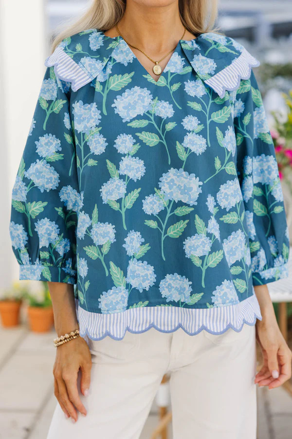 Focus On You Navy Floral Blouse | The Mint Julep Boutique