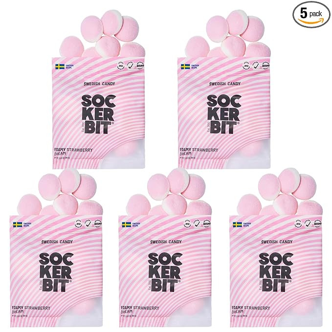 Amazon.com : Sockerbit Swedish Candy Foamy Strawberry Dream, 5 Bags, Soft Strawberry Marshmallow ... | Amazon (US)