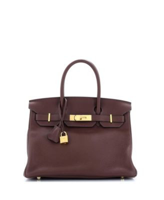 Pre-Owned HERMÈS Pre-Owned Hermes Birkin 30 Handbag Brown Clemence with Gold Hardware  | Bloomin... | Bloomingdale's (US)