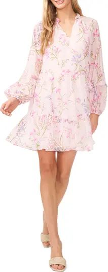 Floral Print Long Sleeve Babydoll Dress | Nordstrom