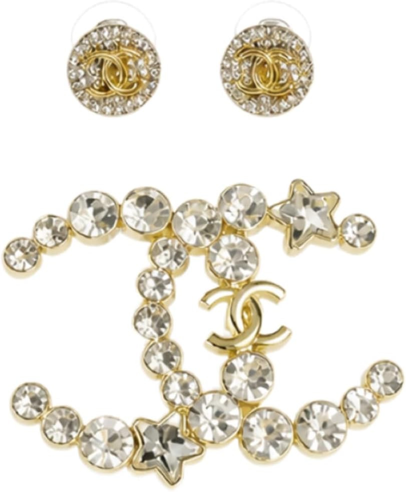 artsory Crystal Rhinestone Brooch and Stud Earrings Jewelry Set | Amazon (US)