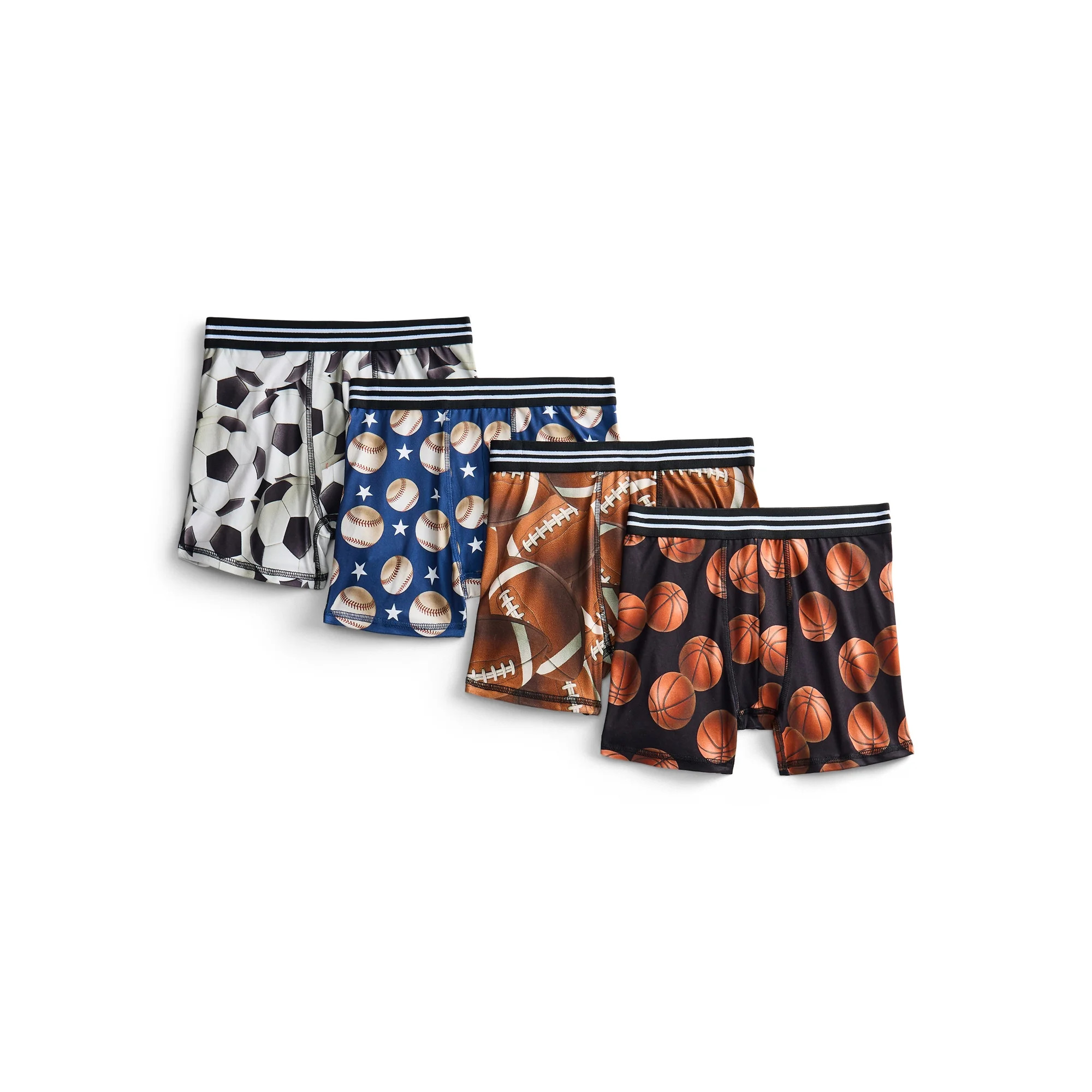 Wonder Nation Boys Underwear Sports Print Boxer Briefs, 4-Pack, Sizes S-XL | Walmart (US)