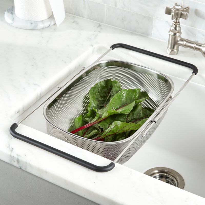 Over-The-Sink Mesh Colander + Reviews | Crate and Barrel | Crate & Barrel