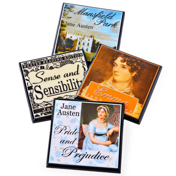 Jane Austen Book Cover Drink Coaster Set | Etsy (US)