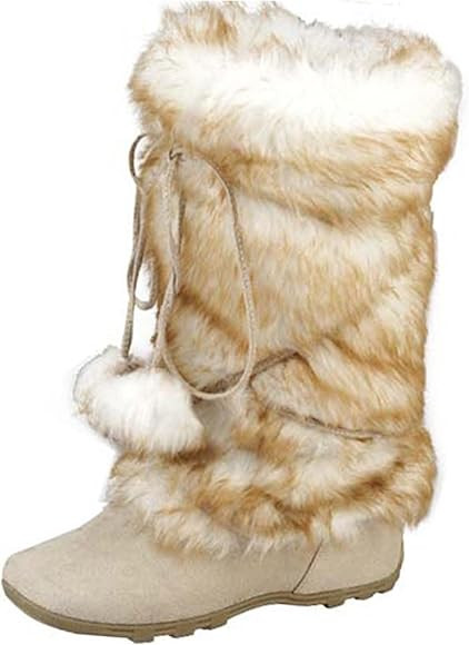 De Blossom Collection Women's Mid Calf Faux Fur Boots | Amazon (US)