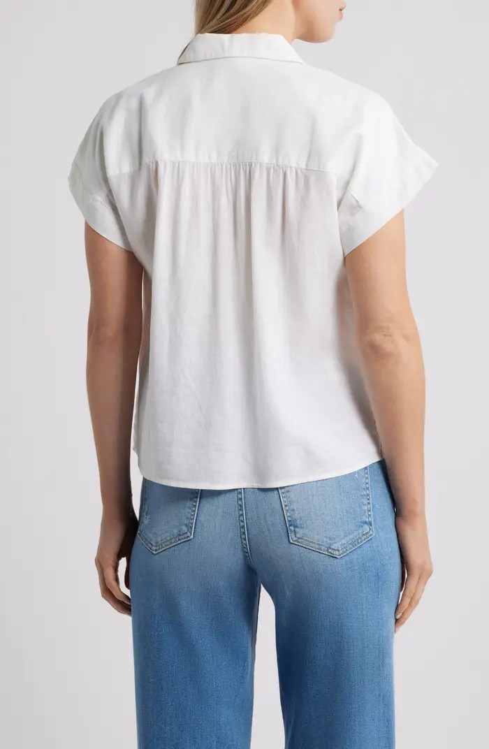 Short Sleeve Linen Blend Button-Up Shirt | Nordstrom