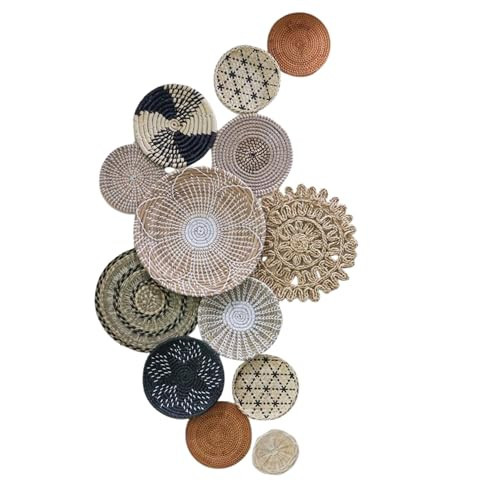 Boho Wall Basket Decor - 13pc Boho Basket Wall Decor Set - 100% Natural Seagrass Wall Decor & Wicker Wall Decor Set - Handmade Boho Wall Baskets & Woven Wall Decor Set from Vietnam | Amazon (US)