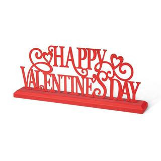 6.5 in. H Valentine's Wooden & Metal HAPPY VALENTINE'S DAY Table Decor | The Home Depot