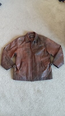 Vintage Oakwood Classic Leather Jacket Size Large Thinsulate Lined Distressed  | eBay | eBay US