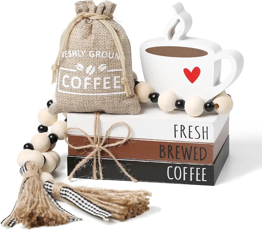 6 PCS Coffee Bar Decor Mini Coffee Bar Accessories Coffee Bar Sign Coffee Tiered Tray Decor Coffe... | Amazon (US)