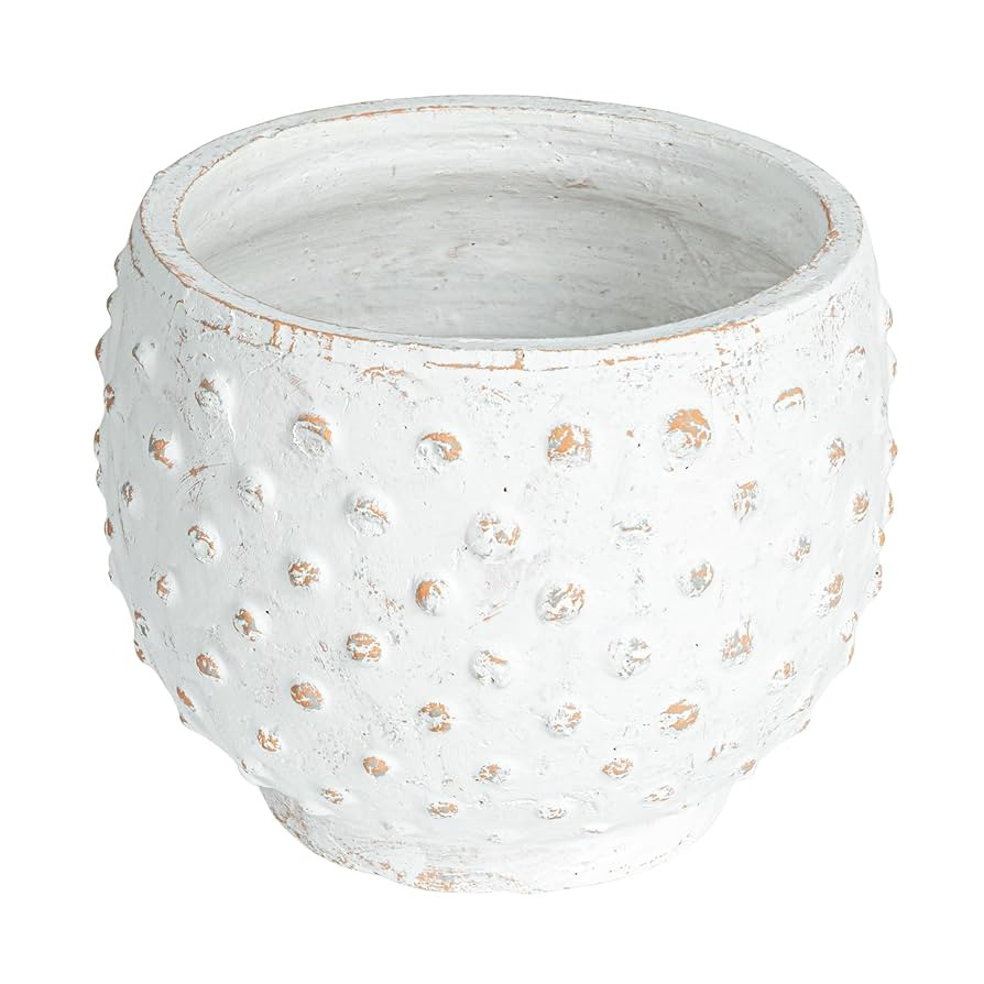 Creative Co-Op Distressed Terra Cotta Hobnail Planter, White | Amazon (US)