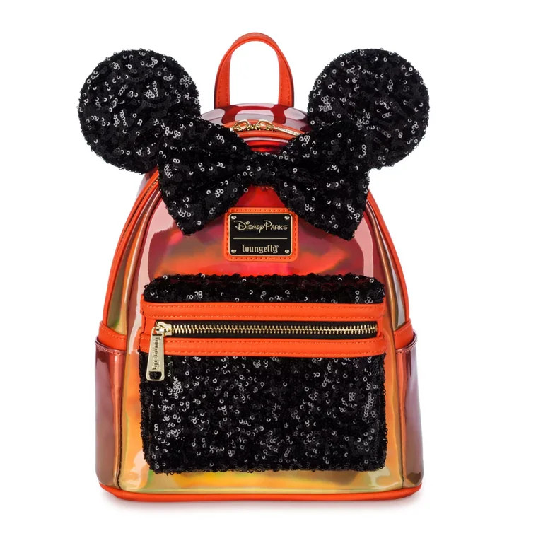 Disney Parks Halloween Minnie Orange Vinyl Sequin Loungefly Mini Backpack New | Walmart (US)