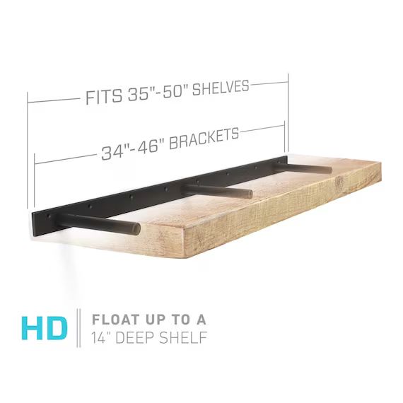 Heavy Duty Steel, easy to mount floating shelf bracket —  hidden shelf bracket for 35"- 51" lon... | Etsy (US)