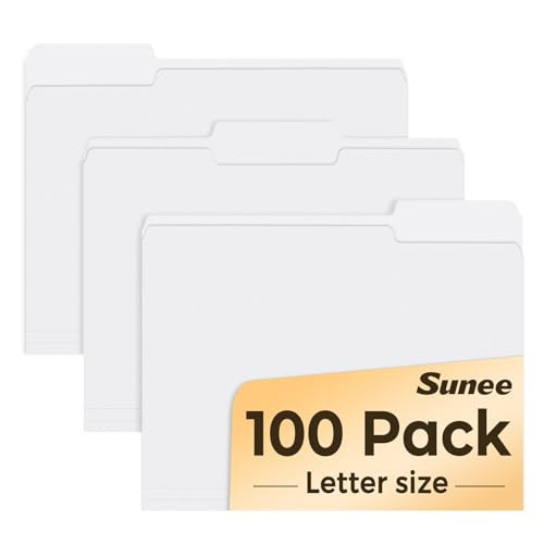 SUNEE File Folders Letter Size White, 100 Pack Manilla Folders 8.5 x 11 1/3-Cut Tabs, Colored File Folders Office Home School for Documents Files Paper | Amazon (US)