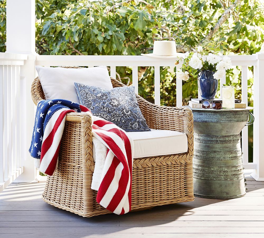 Americana Cable Knit Throw Blanket | Pottery Barn (US)